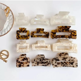 2.5-13cm 5 Different Sizes Cellulose Acetate Hair Claw Hair Accessory Tortoise Tortise Large Jumbo Rectangle Claw Clips for Thick Hair